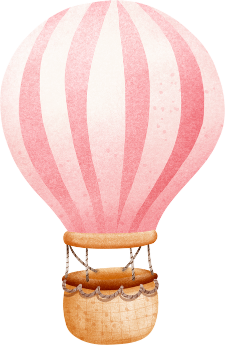 hot air balloon in pastel colors.